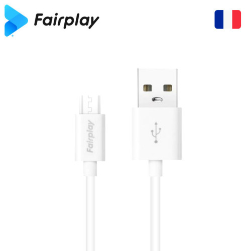 Cable USB vers Micro-USB 2.4A Fairplay SENECIO 1M Blanc CAUSBFP-C03M1B - 1 Cable USB vers Micro-USB 2.4A Fairplay SENECIO 1M Blanc CAUSBFP-C03M1B - 1