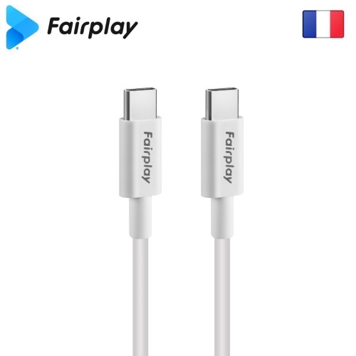 Cable USB Type-C vers Type-C PD 5A Fairplay HIMALYA 2M Blanc CAUSBFP-HIMA-2M - 1 Cable USB Type-C vers Type-C PD 5A Fairplay HIMALYA 2M Blanc CAUSBFP-HIMA-2M - 1