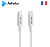 Cable USB Type-C vers Type-C PD 100W Fairplay HIMALYA 2M Blanc Cable USB Type-C vers Type-C PD 100W Fairplay HIMALYA 2M Blanc