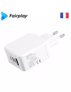 Alimentation Secteur 220V vers USB-C USB-A PD 30W Fairplay MONZA ALIMUSBFP-MNZ-02 - 2