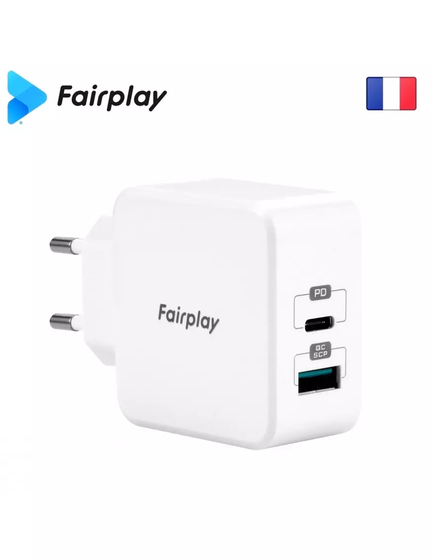 Alimentation Secteur 220V vers USB-C USB-A PD 30W Fairplay MONZA ALIMUSBFP-MNZ-02 - 3