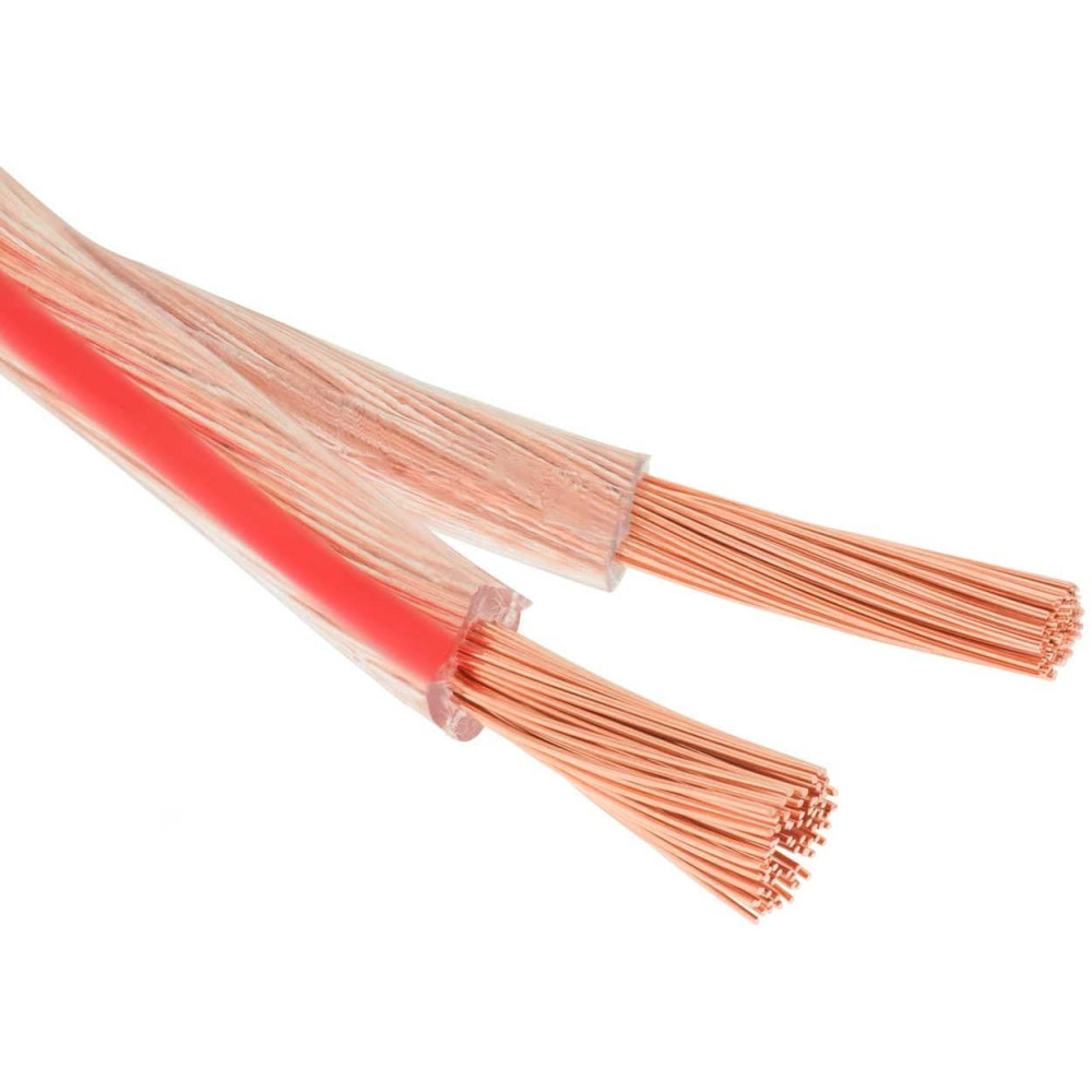 Câble pour Haut-Parleur Hifi 2x2,5mm2 transparent cuivre au Mètre