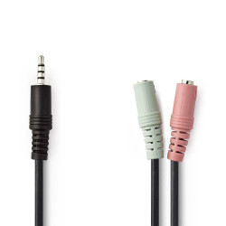 Cable Audio Jack 3.5mm Male vers 2 x Femelle 20cm CAJACKM/2F_0.2M - 1