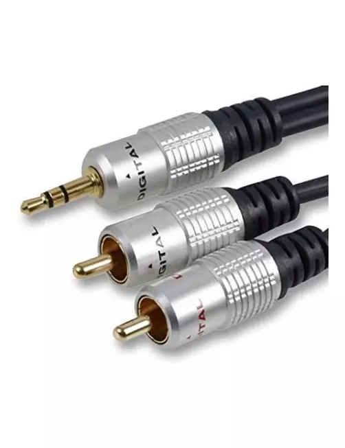 Cable Audio Jack 3.5mm vers 2 x RCA 1.5M Qualité Pro CAJACKRCA_HQ_1.5M - 1