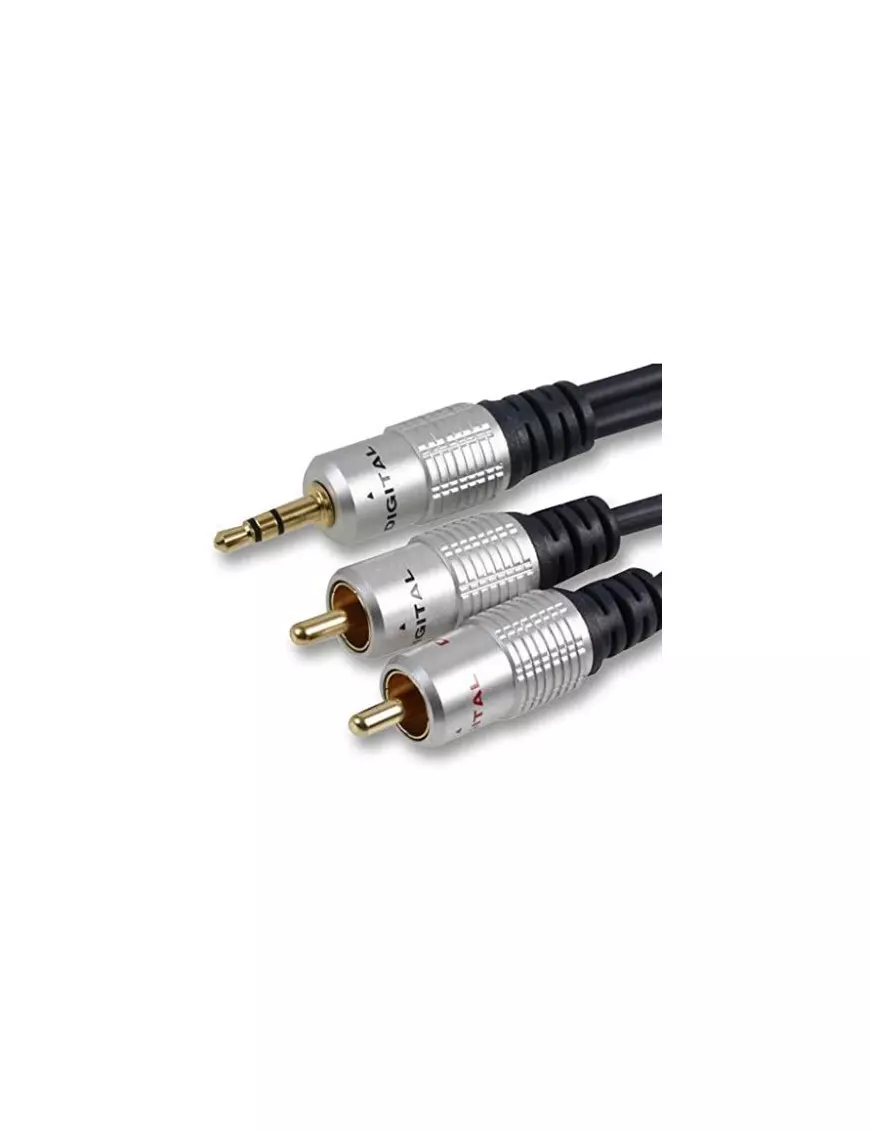 Cable Audio Jack 3.5mm vers 2 x RCA 3.0M Qualité Pro CAJACKRCA_HQ_3.0M - 1