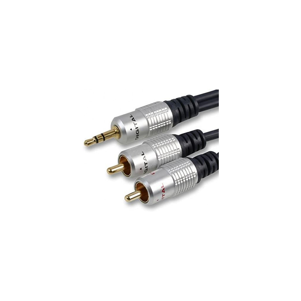 Cable Audio Jack 3.5mm vers 2 x RCA 5M Qualité Pro CAJACKRCA_HQ_5.0M - 1