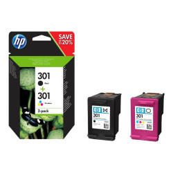 Pack Cartouche HP 301 Noir + Couleur N9J72AE CARTHP301PACK - 1