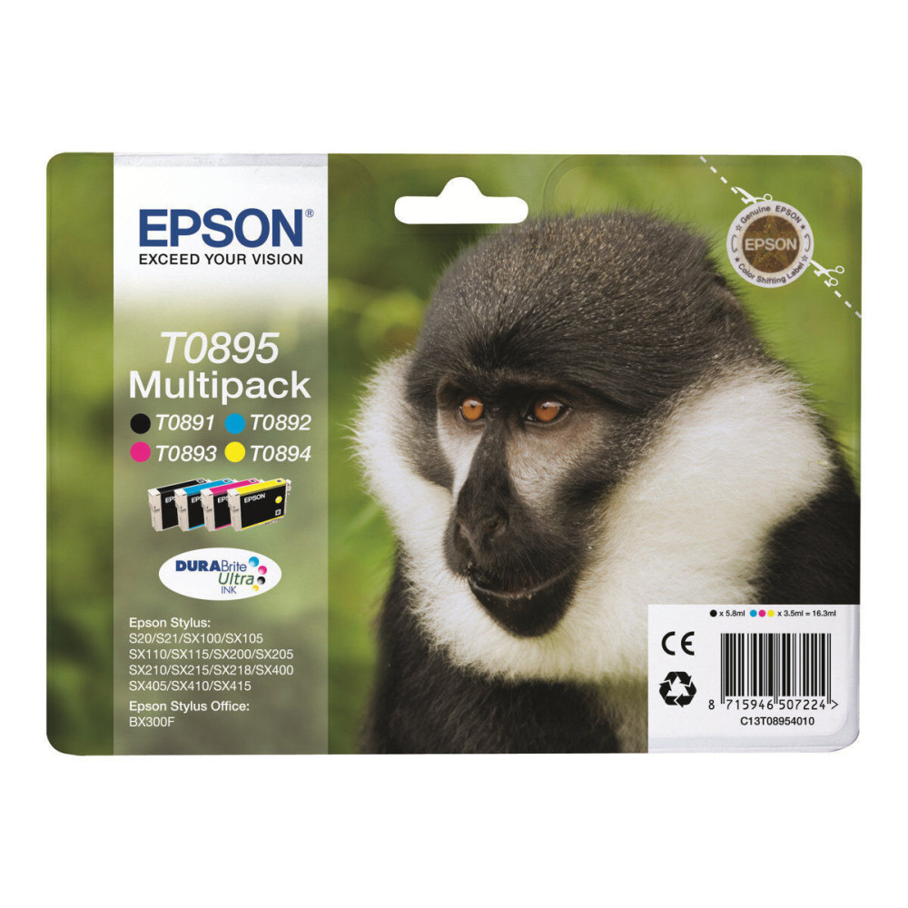 Cartouche Epson T0895 Noir + 3 Couleurs SX105/110/205/400