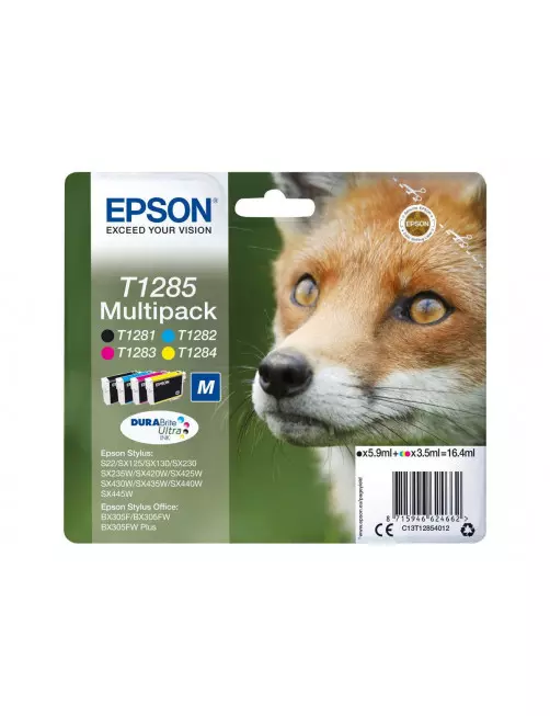 Cartouche Epson T1285 Noire + 3 Couleurs SX125/420W/425W/S22/BX305 CARTEPT1285MULTI - 1