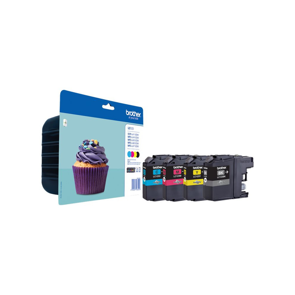 Pack Cartouche Brother LC123VALBP 1 x Noir et 3 x Couleurs 600 pages Pack Cartouche Brother LC123VALBP 1 x Noir et 3 x Couleurs 600 pages