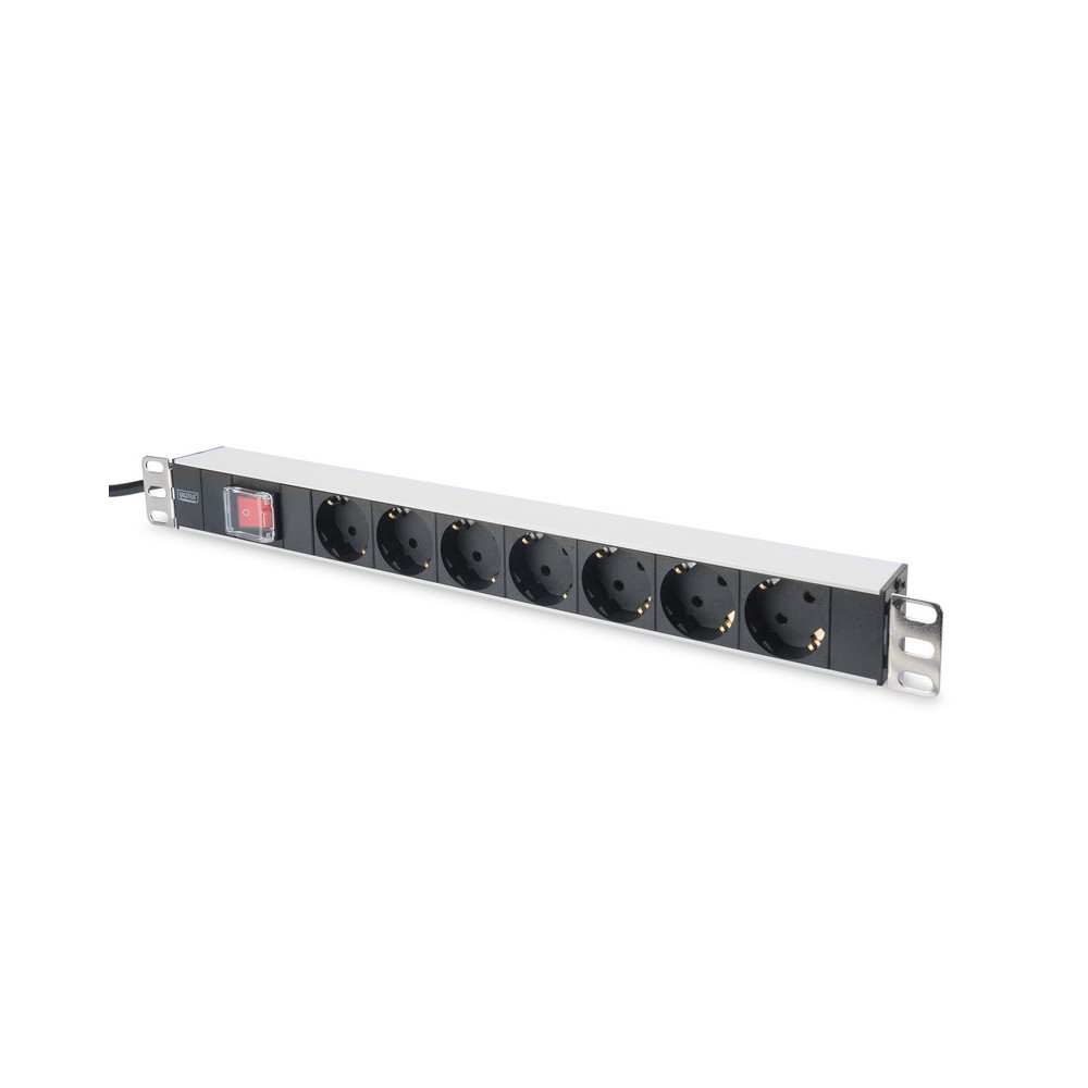 Bloc 19" 7 Prises Standard avec interrupteur Digitus DN-95402 Bloc 19" 7 Prises Standard avec interrupteur Digitus DN-95402