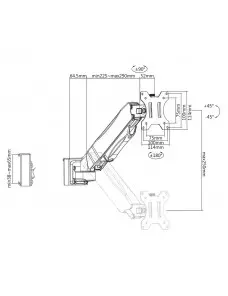 Kit Rail de fixation Slatwall Blanc KIMEX avec support à bras 1 Ecran - 10