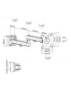 Bras pour Ecran 17" à 32" pour rail de fixation Slatwall KIMEX - 6