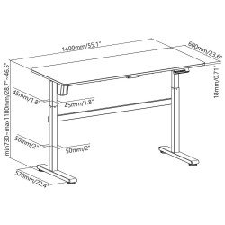 Bureau Kimex motorisé assis-debout Blanc 140x60cm H: 73-118cm KIMEX - 4