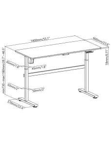 Bureau Kimex motorisé assis-debout Blanc 140x60cm H: 73-118cm KIMEX - 4