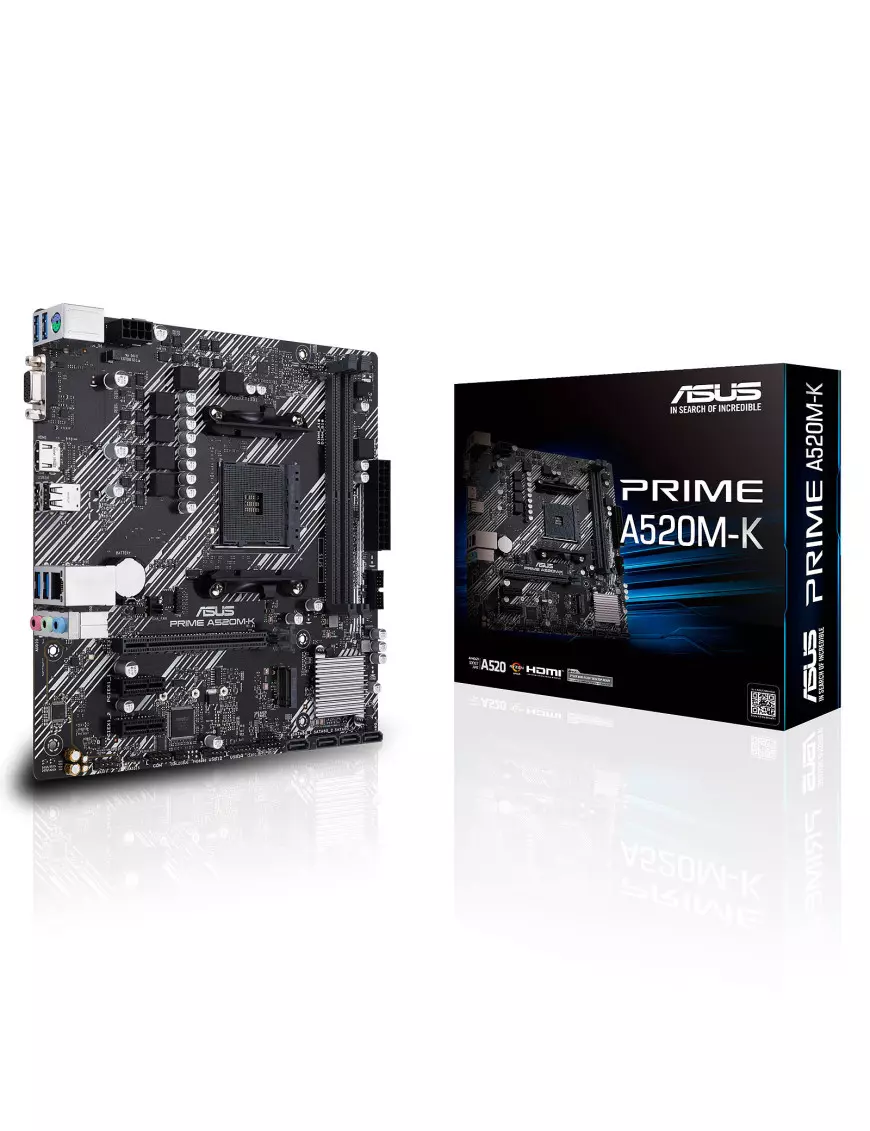 Carte Mère Asus Prime A520M-K mATX AM4 DDR4 USB3.2 M.2 VGA HDMI Asus - 1