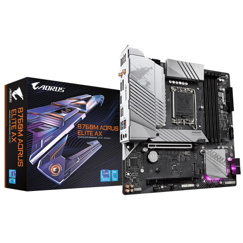 Carte Mère Gigabyte B760M AORUS ELITE AX DDR5 mATX Socket 1700 Gigabyte - 1 Carte Mère Gigabyte B760M AORUS ELITE AX DDR5 mATX Socket 1700 Gigabyte - 1