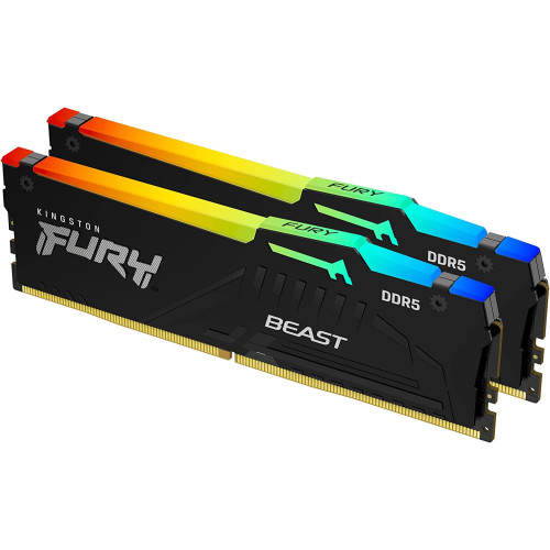 DDR5 Kingston FURY Beast RGB Kit 64Go 2x32Go 5600Mhz CL40 Kingston - 1 DDR5 Kingston FURY Beast RGB Kit 64Go 2x32Go 5600Mhz CL40 Kingston - 1