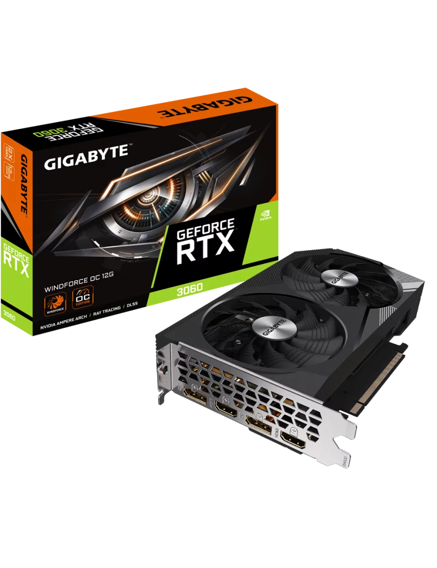 Carte Graphique Gigabyte GV-N3060WF2OC-12GD RTX 3060 WINDFORCE OC 12G Gigabyte - 1
