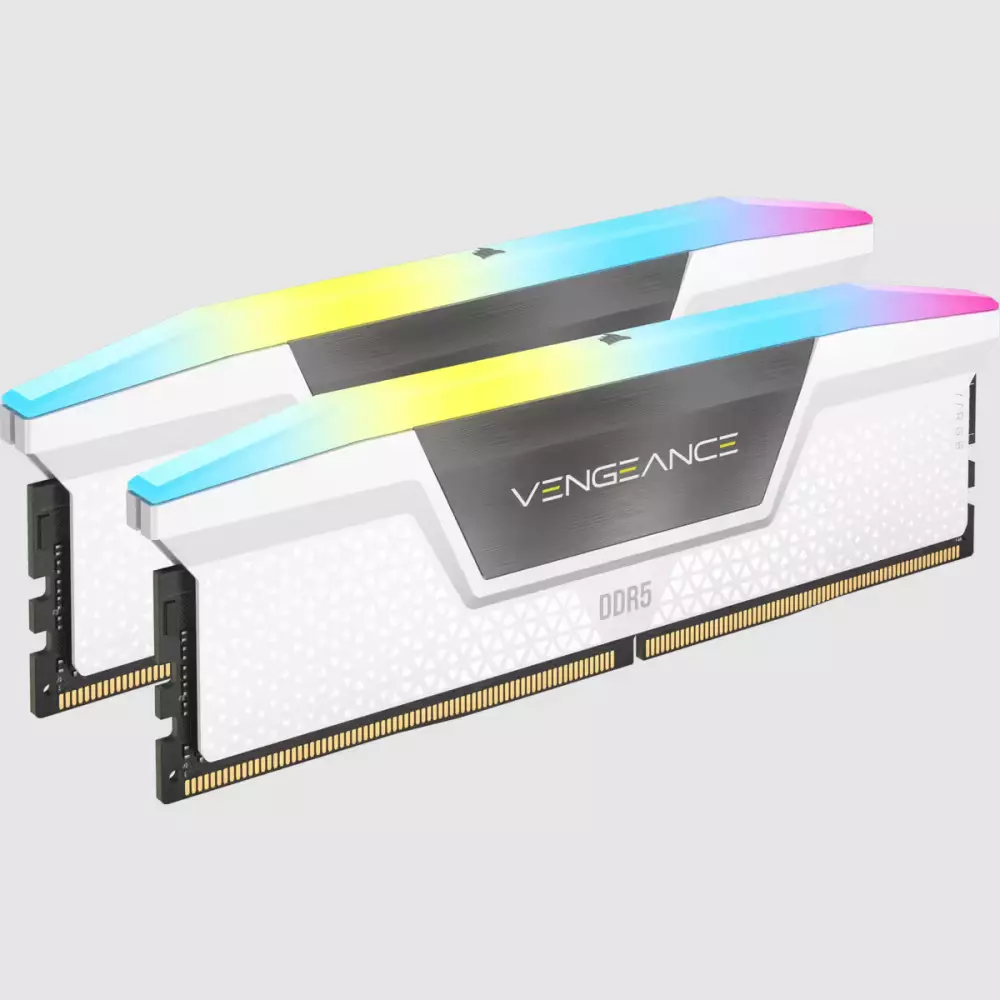 DDR5 Corsair Vengeance RGB Kit 32Go 2x16Go 6000Mhz CL36 Blanc XMP