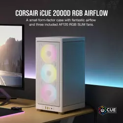 Boitier Corsair iCUE 2000D RGB Airflow Mini-ITX Blanc
