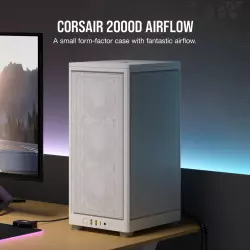 Boitier Corsair iCUE 2000D Airflow Mini-ITX Blanc