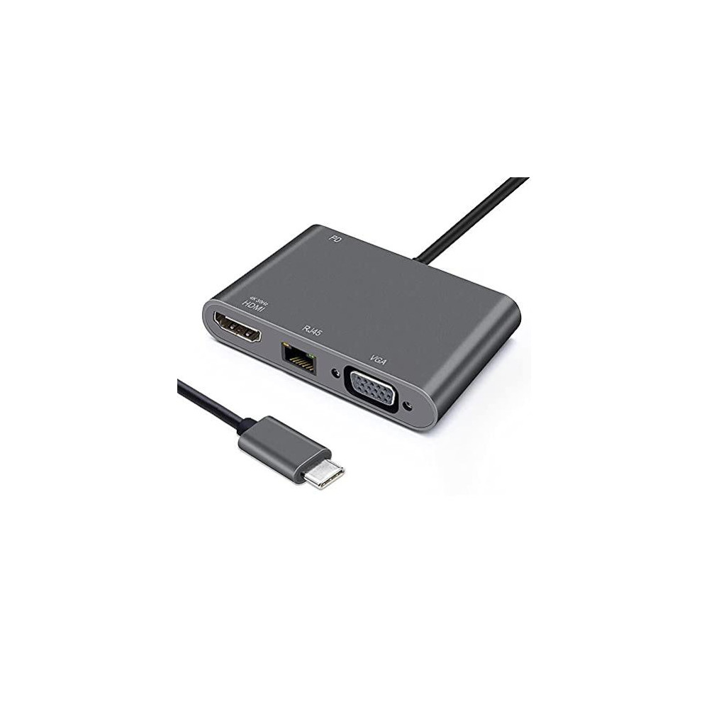Adaptateur Heden USB type C Male vers RJ45 HDMI VGA Adaptateur Heden USB type C Male vers RJ45 HDMI VGA