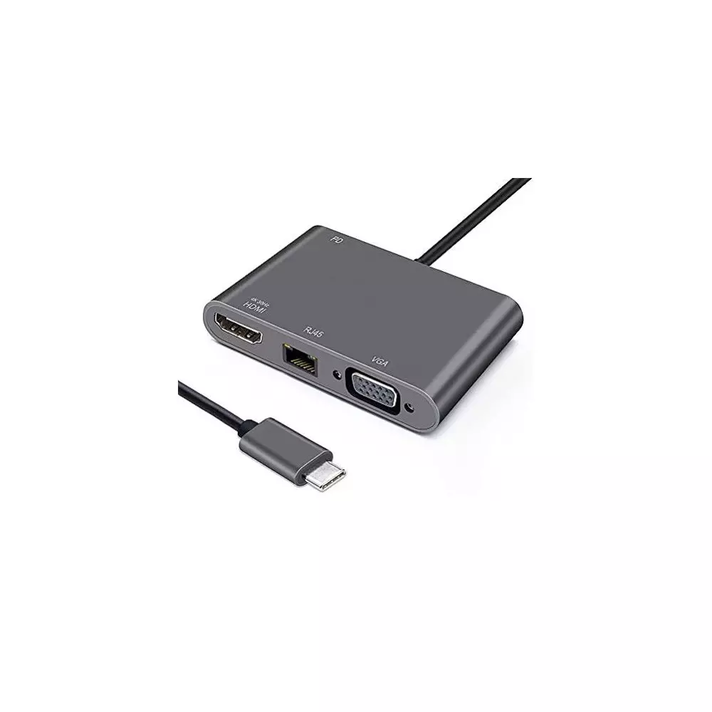 Adaptateur Heden USB type C Male vers RJ45 HDMI VGA