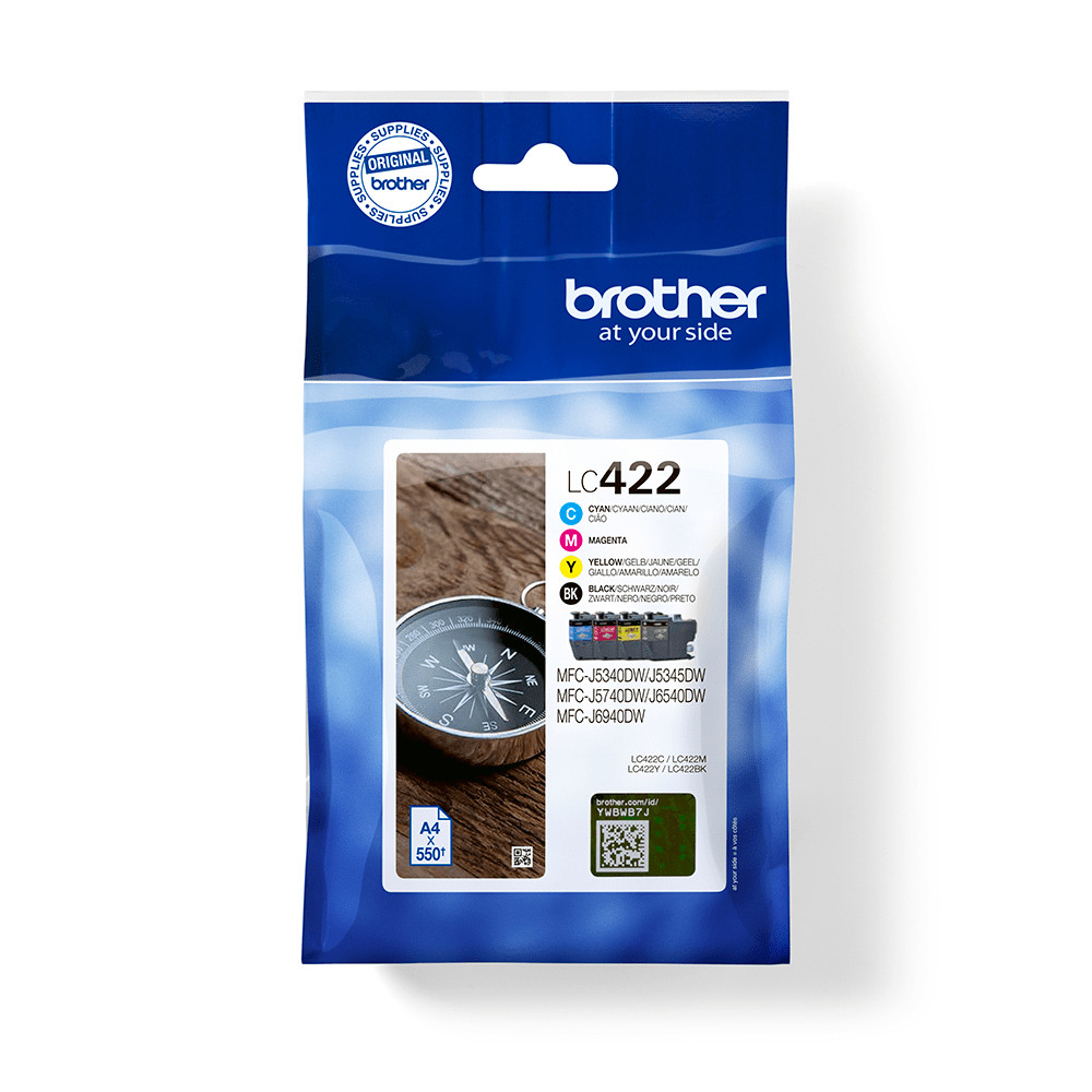 Pack Cartouche Brother LC422VAL 1 x Noir 3 x Couleurs 550 pages