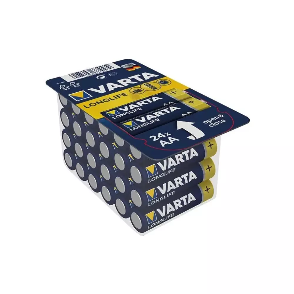 Pack 24 Piles VARTA Pile alcaline LONGLIFE Power AA (LR6) 1.5V