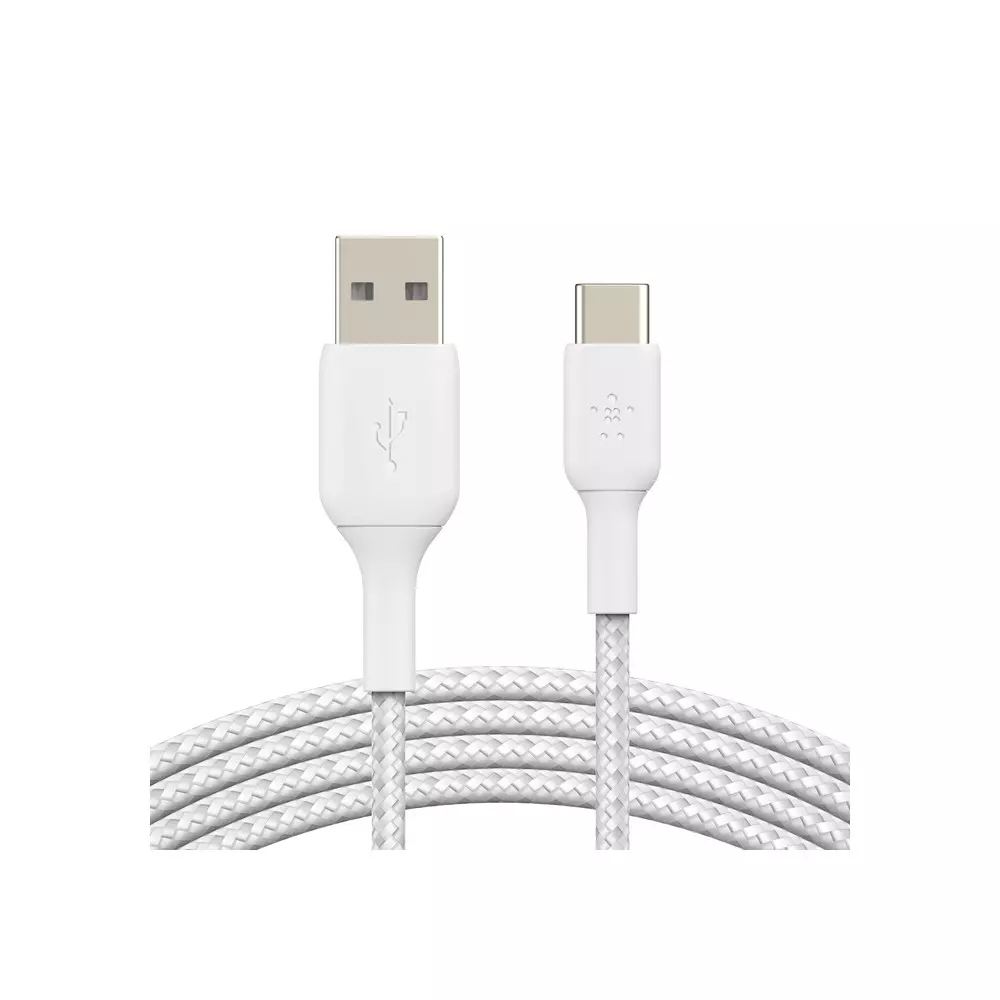 Cable USB vers Type-C 3A Belkin 15cm tressée Blanc