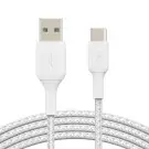 Cable USB vers Type-C 3A Belkin 15cm tressée Blanc