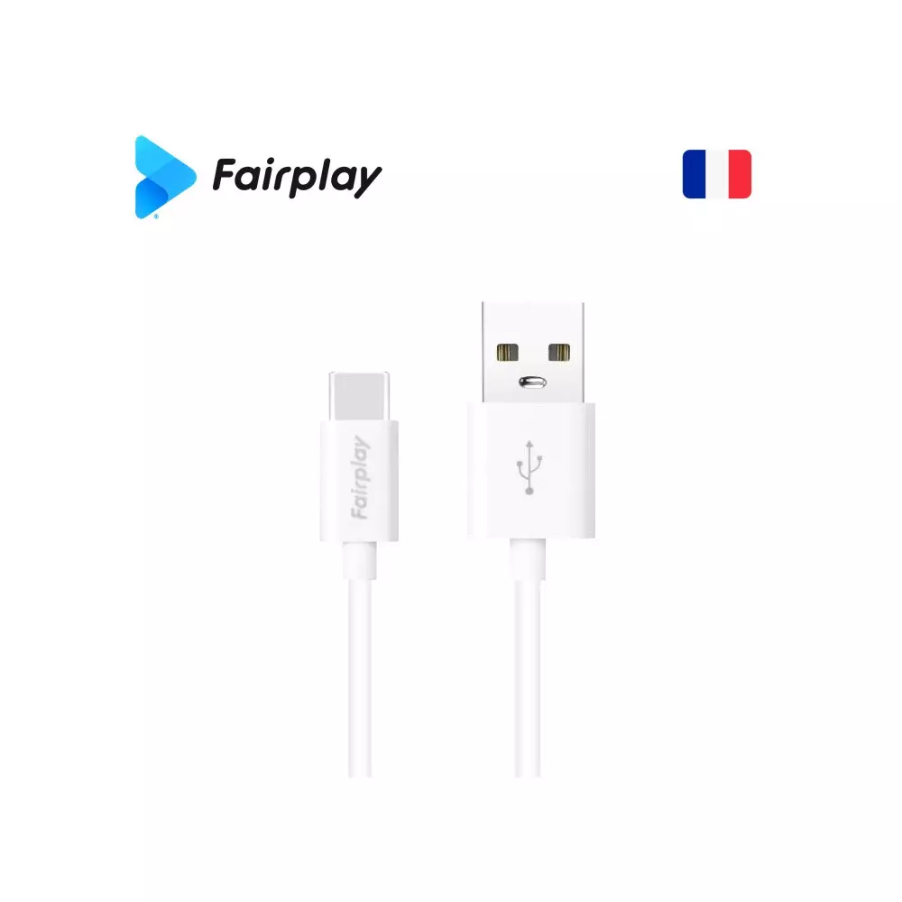 Cable USB vers Type-C 3A Fairplay SENECIO 2M Blanc