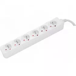 Bloc Multiprises 6 entrées Standard  1.5m Blanc
