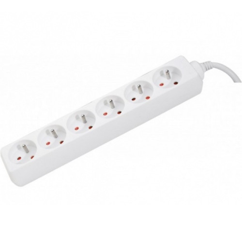 Bloc Multiprises 6 entrées Standard  1.5m Blanc