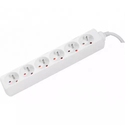 Bloc Multiprises 6 entrées Standard  1.5m Blanc