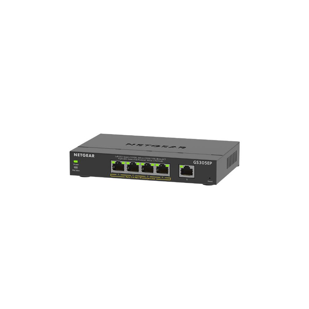 Switch RJ45 Netgear GS305EP-100PES Gigabit 5 Ports dont 4 PoE+ Switch RJ45 Netgear GS305EP-100PES Gigabit 5 Ports dont 4 PoE+