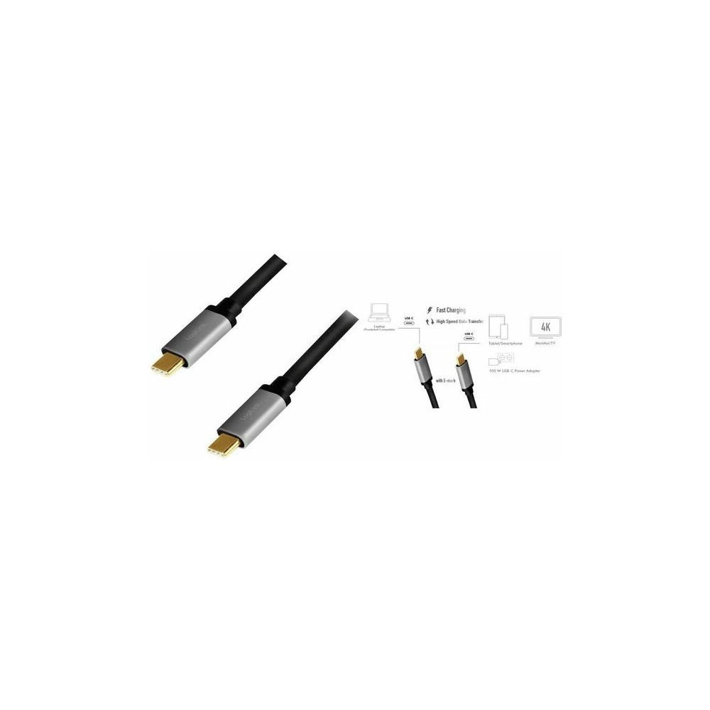 Cable USB 3.2 type C vers C 1.5m 100 Watts LogiLink CUA0106