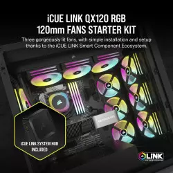 Ventilateur Corsair iCUE LINK QX120 RGB Triple Pack Noir 120mm