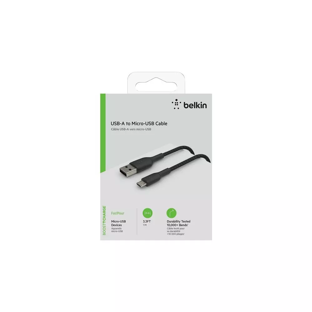 Cable USB vers Micro USB 2.4A Belkin 1m tressée Noir