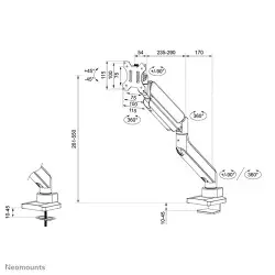 Bras support écran Neomounts articulé écran incurvé ultra large 49"