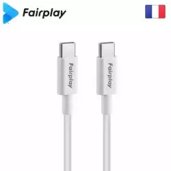Cable USB Type-C vers Type-C PD 60W Fairplay 2M Blanc