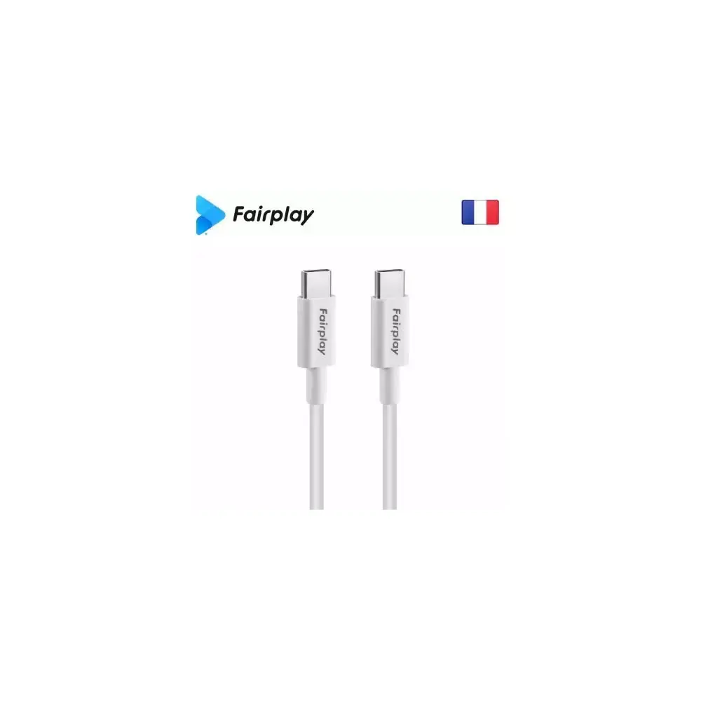 Cable USB Type-C vers Type-C PD 60W Fairplay 2M Blanc