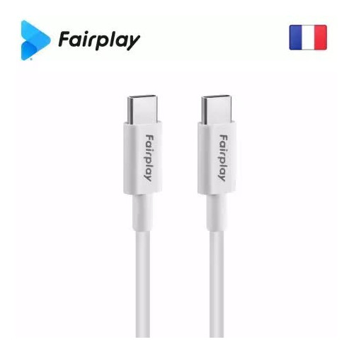 Cable USB Type-C vers Type-C PD 60W Fairplay 2M Blanc