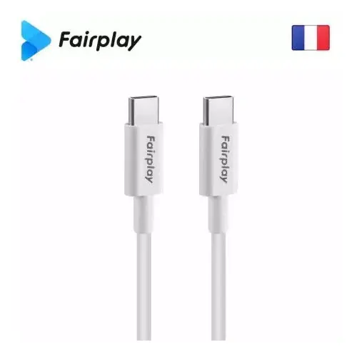 Cable USB Type-C vers Type-C PD 60W Fairplay 2M Blanc