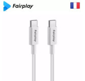Cable USB Type-C vers Type-C PD 60W Fairplay 2M Blanc Cable USB Type-C vers Type-C PD 60W Fairplay 2M Blanc