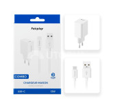 Chargeur Combo Fairplay avec câble USB-C 12W Blanc Chargeur Combo Fairplay avec câble USB-C 12W Blanc