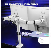 Bras support double écran Mars Gaming MARM2W Blanc jusqu'à 27" 8Kg