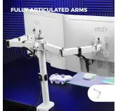 Bras support double écran Mars Gaming MARM2W Blanc jusqu'à 27" 8Kg