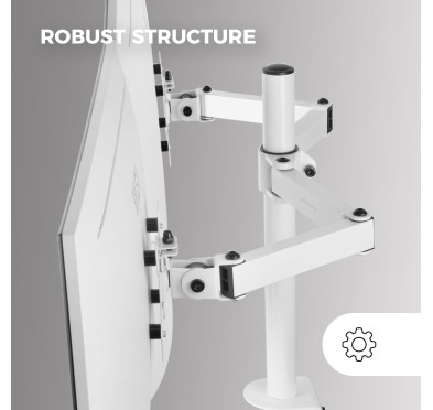 Bras support double écran Mars Gaming MARM2W Blanc jusqu'à 27" 8Kg